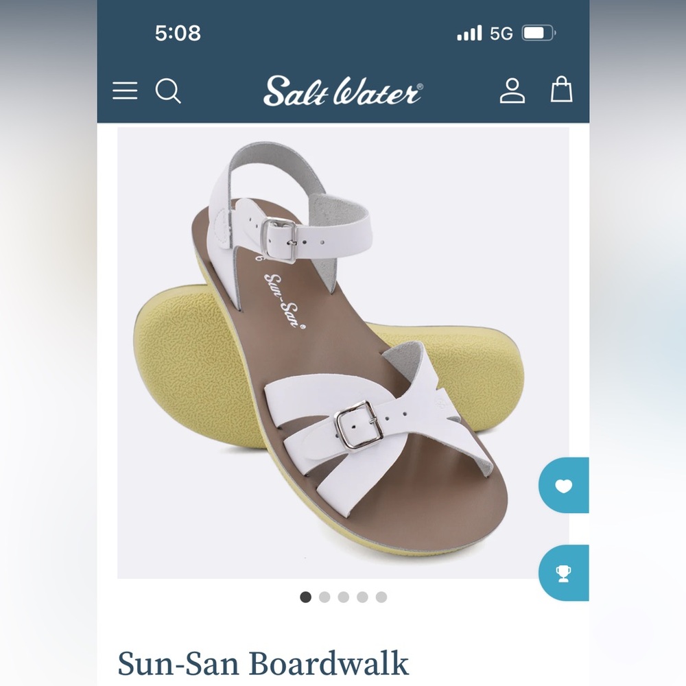 Salt Water Sun San white sandals. Size Big Kid 4.